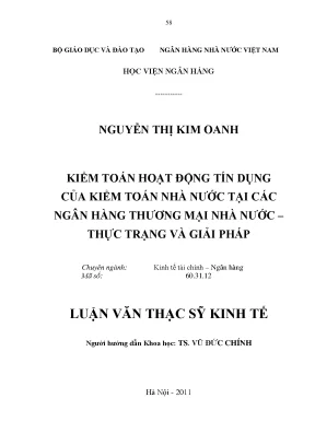 Kiểm toán hoạt động tín dụng của kiểm toán nhà nước tại các ngân hàng thương mại nhà nước thực trạng và giải pháp