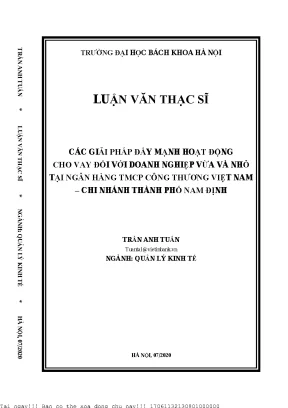 Cá giải pháp đẩy mạnh hoạt động ho vay đối với doanh nghiệp vừa và nhỏ tại ngân hàng tmcp công thương việt nam hi nhánh tp nam định