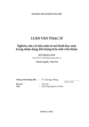 Nghiên cứu cải tiến một số mô hình học máy trong nhận dạng đối tượng trên ảnh viễn thám