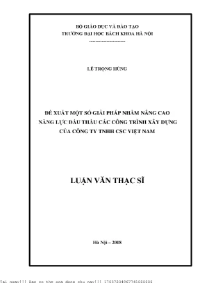 Đề xuất một số giải pháp nhằm nâng ao năng lực đấu thầu các công trình xây dựng của công ty tnhh csc việt nam