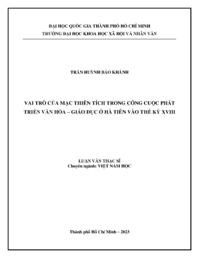 Vai trò của mạc thiên tích trong công cuộc phát triển văn hóa giáo dục ở hà tiên vào thế kỷ xviii