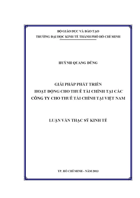 Luận văn thạc sĩ giải pháp phát triển hoạt động cho thuê tài chính tại các công ty cho thuê tài chính tại việt nam