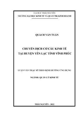 Chuyển dịch cơ cấu kinh tế tại huyện yên lạc tỉnh vĩnh phúc