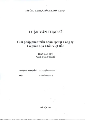 Giải pháp phát triển nhân lự tại công ty cổ phần địa chất việt bắ