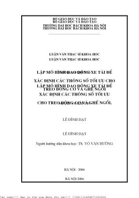 Lập mô hình dao động xe tải để xá định á thông số tối ưu ho treo động ơ và ghế ngồi