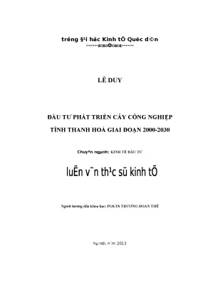 Đầu tư phát triển cây công nghiệp tỉnh thanh hoá giai đoạn 2000 2030