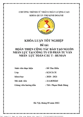 Hoàn thiện công tác đào tạo nguồn nhân lực tại công ty cổ phần tư vấn nhân lực toàn cầu t human