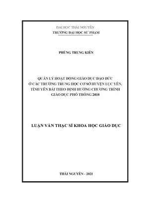 Quản lý hoạt động giáo dục đạo đức ở các trường thcs huyện lục yên tỉnh yên bái theo định hướng chương trình giáo dục phổ thông 2018