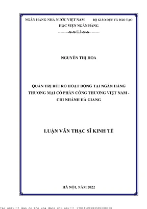 Quản trị rủi ro hoạt động tại ngân hàng thương mại cổ phần công thương việt nam chi nhánh hà giang