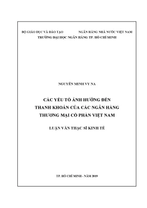 Luận văn thạc sĩ kinh tế các yếu tố ảnh hưởng đến thanh khoản của các nhtmcp việt nam