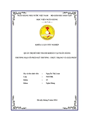 Quản trị rủi ro thanh khoản tại ngân hàng thương mại cổ phần kỹ thương thực trạng và giải pháp