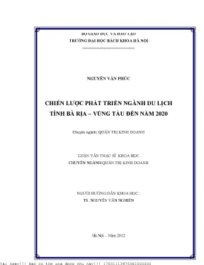 Chiến lượ phát triển ngành du lịch tỉnh bà rịa vũng tàu đến năm 2020