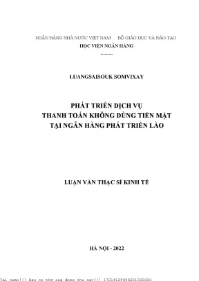Phát triển dịch vụ thanh toán không dùng tiền mặt tại ngân hàng phát triển lào