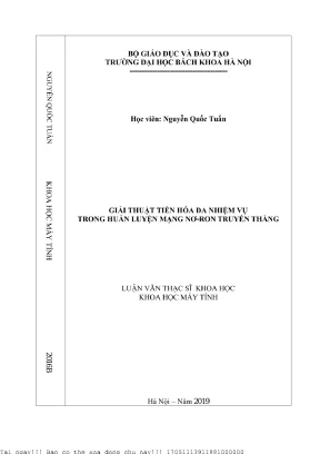 Giải thuật tiến hóa đa nhiệm vụ trong huấn luyện mạng nơ ron truyền thẳng