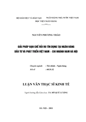 Giải pháp hạn chế rủi ro tín dụng tại ngân hàng đầu tư và phát triển việt nam chi nhánh nam hà nội
