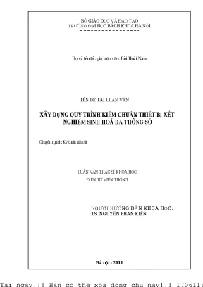 Xây dựng quy trình kiểm huẩn thiết bị xét nghiệm sinh hóa đa thông số