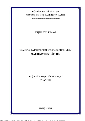 Giải á bài toán tối ưu bằng phần mềm mathematia ải tiến