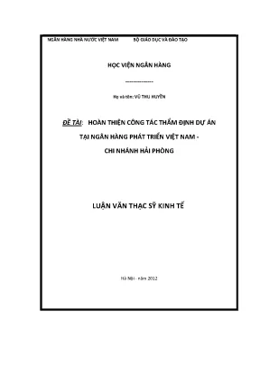 Hoàn thiện công tác thẩm định dự án đầu tư tại ngân hàng phát triển việt nam chi nhánh hải phòng