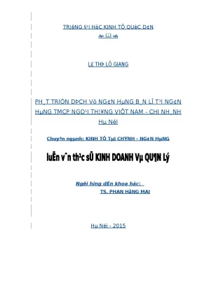 Phát triển dịch vụ ngân hàng bán lẻ tại ngân hàng tmcp ngoại thương việt nam chi nhánh hà nội