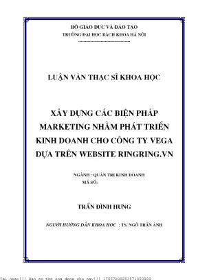 Xây dựng ác biện pháp marketing nhằm phát triển kinh doanh cho công ty vega dựa trên website ringring vn
