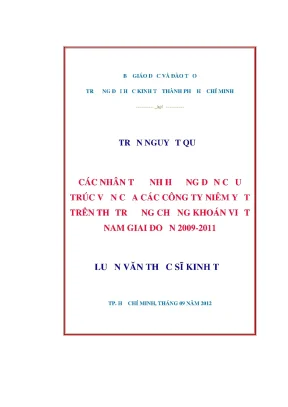 Luận văn thạc sĩ các nhân tố ảnh hưởng đến cấu trúc vốn của các công ty niêm yết trên thị trường chứng khoán việt nam giai đoạn 2009 2011