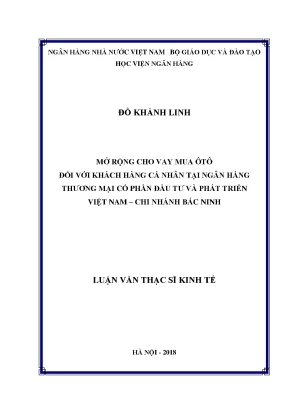 Mở rộng cho vay mua ô tô đối với khách hàng cá nhân tại ngân hàng thương mại cổ phần đầu tư và phát triển việt nam chi nhánh bắc ninh