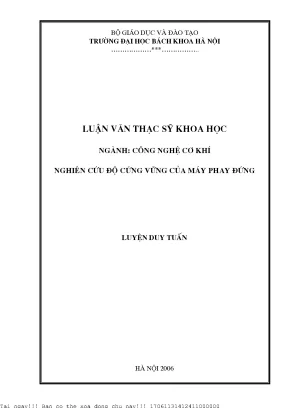 Nghiên ứu độ ứng vững ủa máy phay đứng
