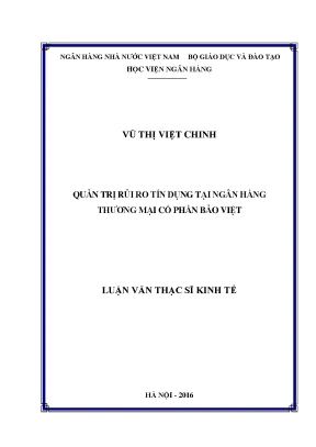 Quản trị rủi ro tín dụng tại ngân hàng thương mại cổ phần bảo việt