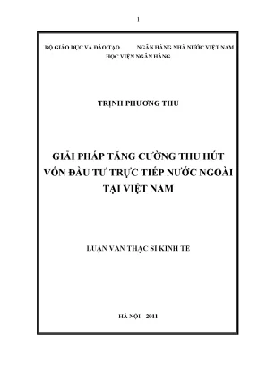 Giải pháp tăng cường thu hút vốn đầu tư trực tiếp nước ngoài tại việt nam