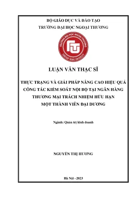 Thực trạng và giải pháp nâng cao hiệu quả công tác kiểm soát nội bộ tại ngân hàng thương mại trách nhiệm hữu hạn một thành viên đại dương