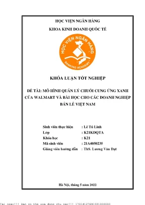 Mô hình quản lý chuỗi cung ứng xanh của walmart và bài học cho các doanh nghiệp bán lẻ việt nam