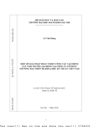 Một số giải pháp hoàn thiện ông tá tạo động lự ho người lao động tại công ty ổ phần thương mại thiết bị khoa họ kỹ thuật việt nam