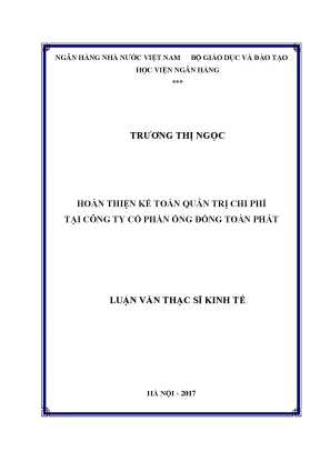 Hoàn thiện kế toán quản trị chi phí tại công ty cổ phần ống đồng toàn phát