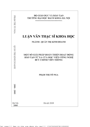 Một số giải pháp hoàn thiện hoạt động đào tạo từ xa ủa học viện công nghệ bưu chính viễn thông
