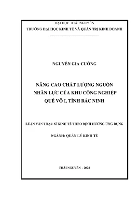 Nâng cao chất lượng nguồn nhân lực của khu công nghiệp quế võ i tỉnh bắc ninh