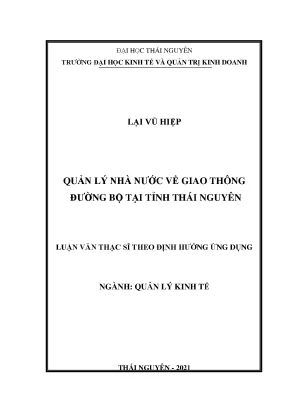 Quản lý nhà nước về giao thông đường bộ tại tỉnh thái nguyên