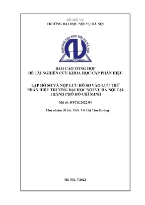 Đề tài lập hồ sơ và nộp lưu hồ sơ vào lưu trữ phân hiệu trường đại học nội vụ hà nội tại thành phố hồ chí minh