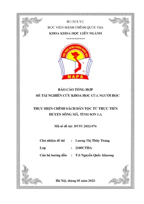 Đề tài thực hiện chính sách dân tộc từ thực tiễn tại huyện sông mã tỉnh sơn la