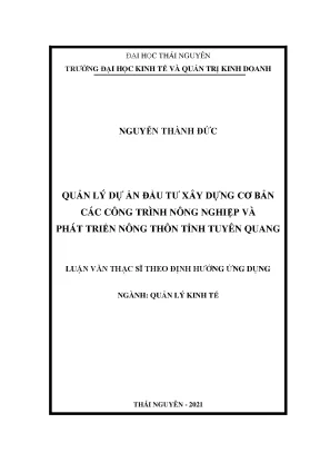 Quản lý dự án đầu tư xây dựng cơ bản các công trình nông nghiệp và phát triển nông thôn tỉnh tuyên quang