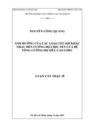 Ảnh hưởng của các loại cốt sợi khác nhau đến cường độ chịu nén của bê tông cường độ siêu cao uhpc nguyễn công quang