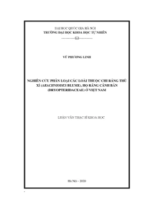 Luận văn thạc sĩ khoa học nghiên cứu phân loại các loài thuộc chi ráng thù xỉ arachniodes blume họ ráng cánh bần dryopteridaceae ở việt nam