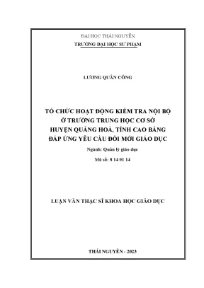 Tổ chức hoạt động kiểm tra nội bộ ở trường trung học cơ sở huyện quảng hoà tỉnh cao bằng đáp ứng yêu cầu đổi mới giáo dục