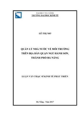 Quản lý nhà nước về môi trường trên địa bàn quận ngũ hành sơn thành phố đà nẵng