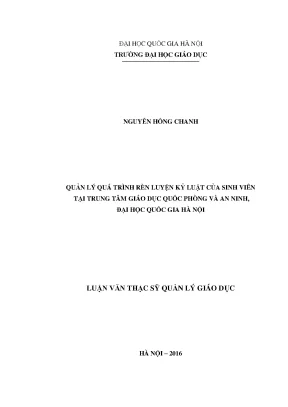 Luận văn thạc sĩ quản lý quá trình rèn luyện kỷ luật của sinh viên tại trung tâm giáo dục quốc phòng và an ninh đại học quốc gia hà nội