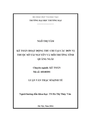 Kế toán hoạt động thu chi tại các đơn vị thuộc sở tài nguyên và môi trường tỉnh quảng ngãi