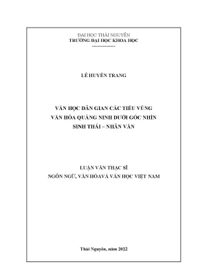 Văn học dân gian các tiểu vùng văn hóa quảng ninh dưới góc nhìn sinh thái nhân văn