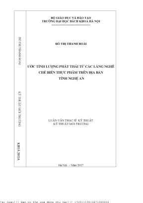 Ướ tính lượng phát thải từ các làng nghề chế biến thực phẩm trên địa bàn tỉnh nghệ an