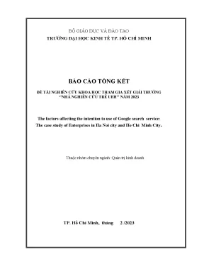 The factors affecting the intention to use of google search service the case study of enterprises in ha noi city and ho chi minh city