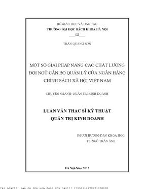 Một số giải pháp nâng ao chất lượng đội ngũ cán bộ quản lý của ngân hàng chính sách xã hội việt nam