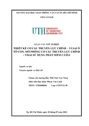 Thiết kế cơ cấu truyền lực chính vi sai ô tô con mô phỏng cơ cấu truyền lực chính visai sử dụng phần mềm catia